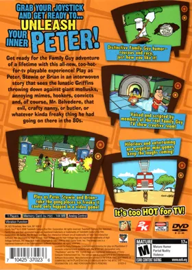 Family Guy - Video Game! box cover back